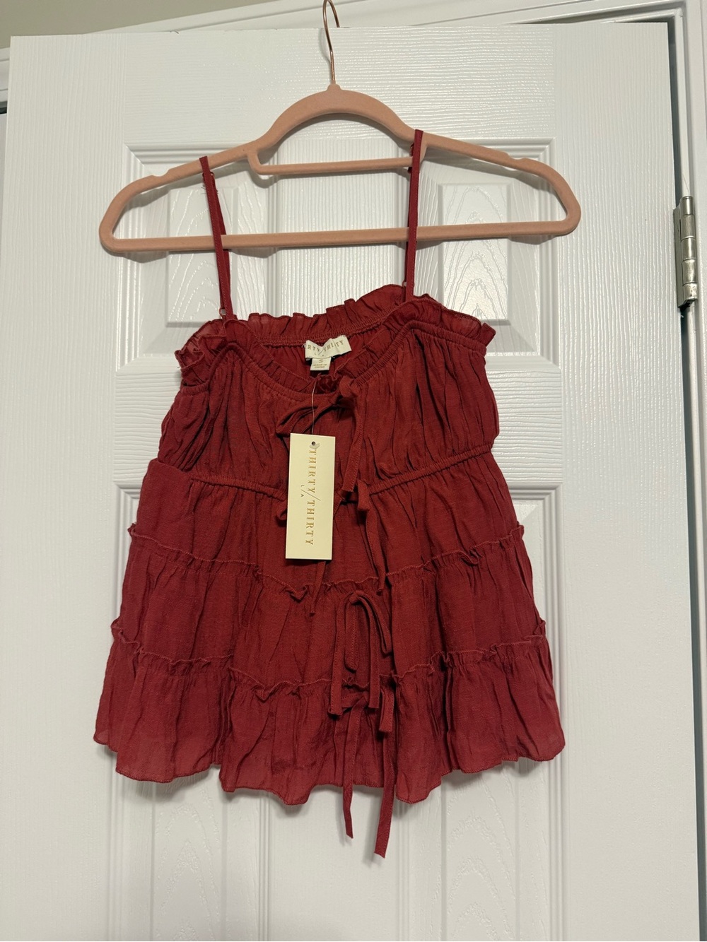 Thirteen Thirty Red Tiered Spaghetti Strap Women's Top